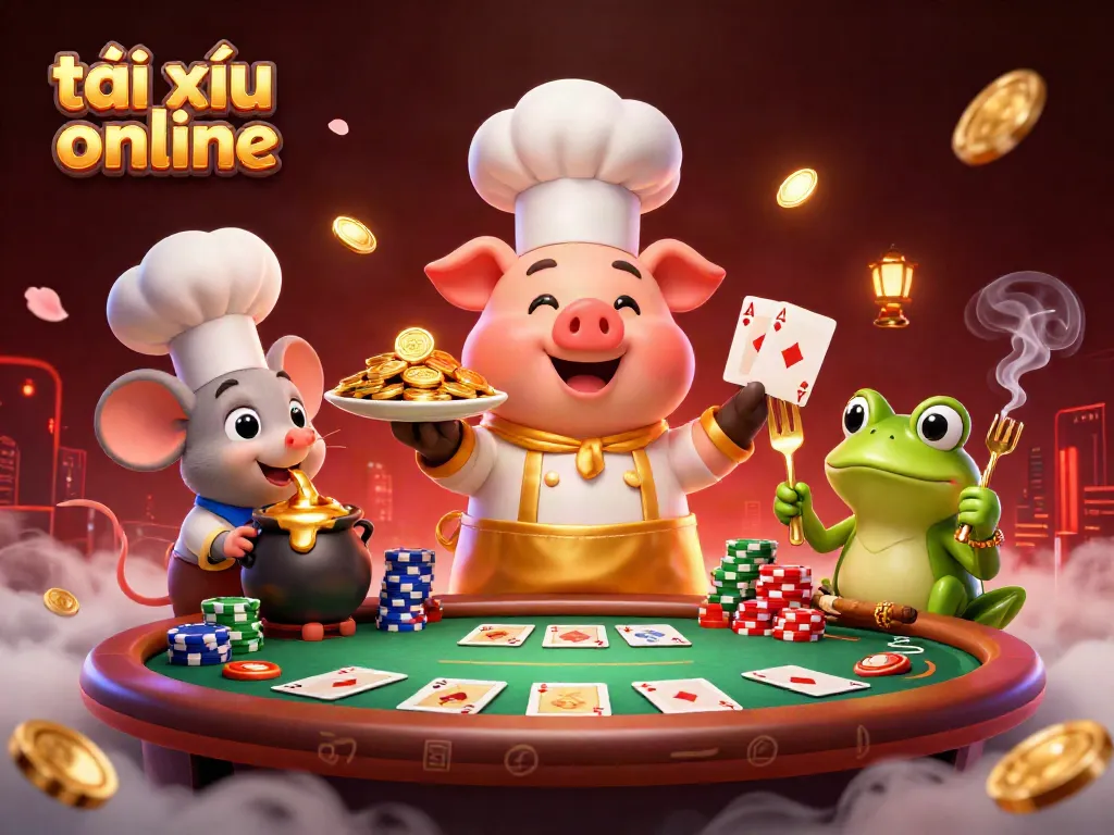 Experience tài xỉu online with vibrant characters and exciting casino elements in a high-energy scene.