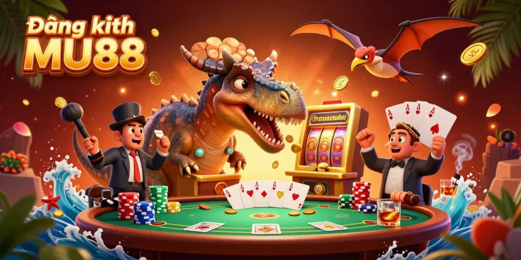 Experience the thrill of Đăng ký MU88 with vibrant casino action in a dynamic 3D scene.