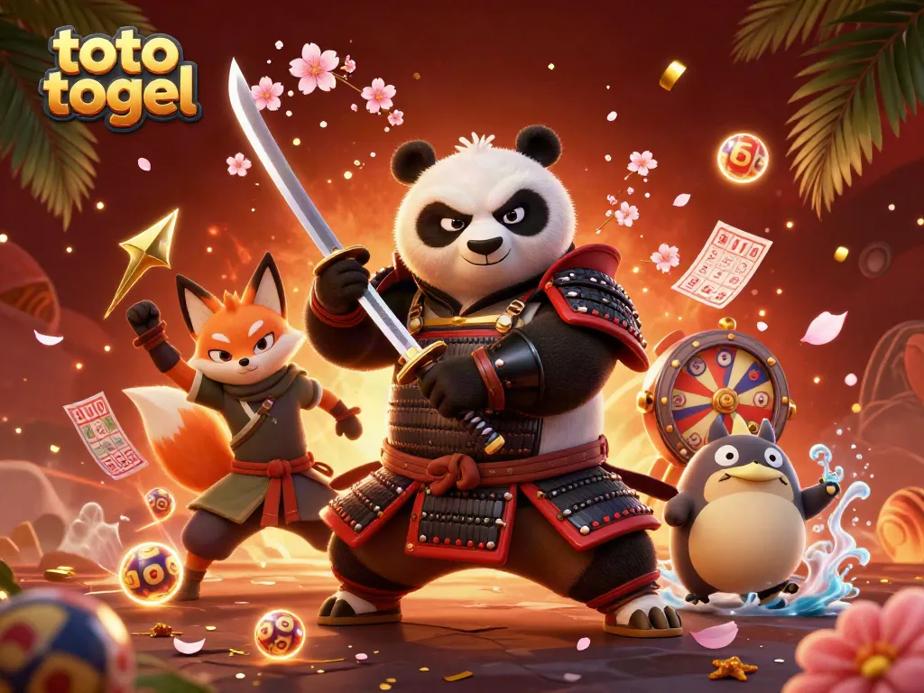 Experience the excitement of toto togel with vibrant characters and dynamic lottery elements in a unique digital illustration.
