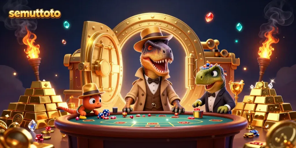 Mengambil kesempatan bermain dengan semuttoto di meja blackjack, di antara karakter hewan prasejarah dan tumpukan kekayaan.