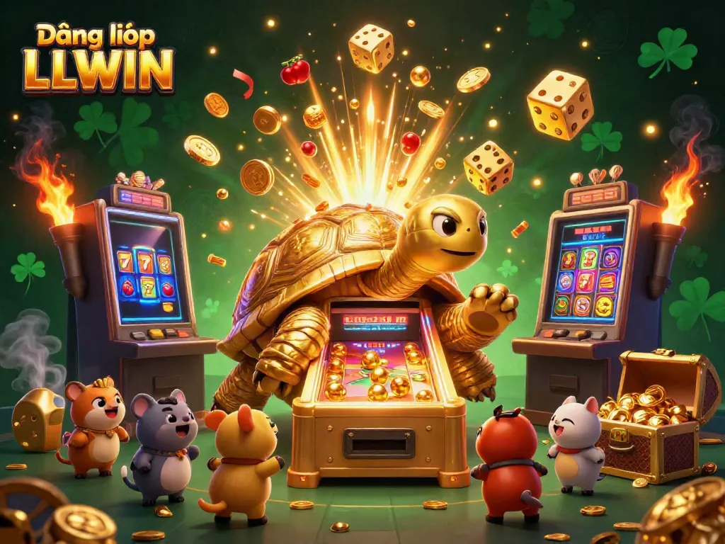 Experience the thrill of Đăng nhập LLWIN with an exciting 3D illustration of casino vibes and golden rewards.