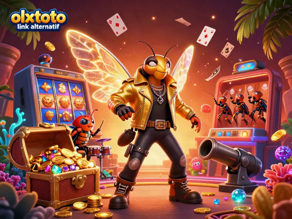 Experience rapid gaming access with olxtoto link alternatif, featuring vibrant casino elements and dynamic characters.