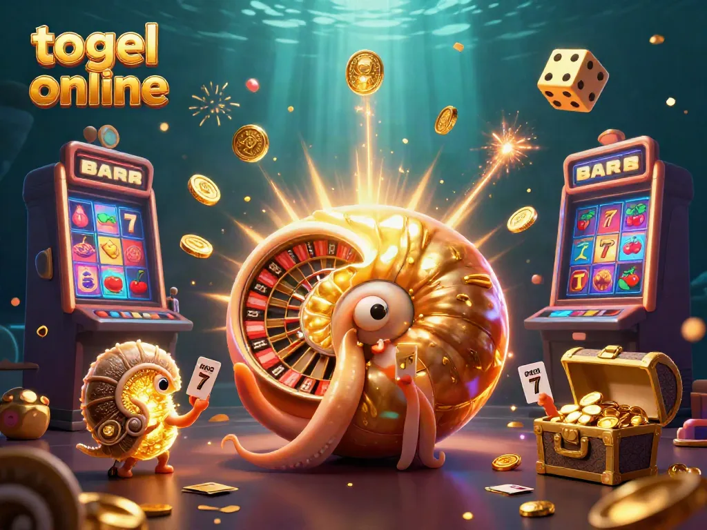 Mengakses togel online dengan nautilus raksasa dan mesin slot yang meledak nyala koin.