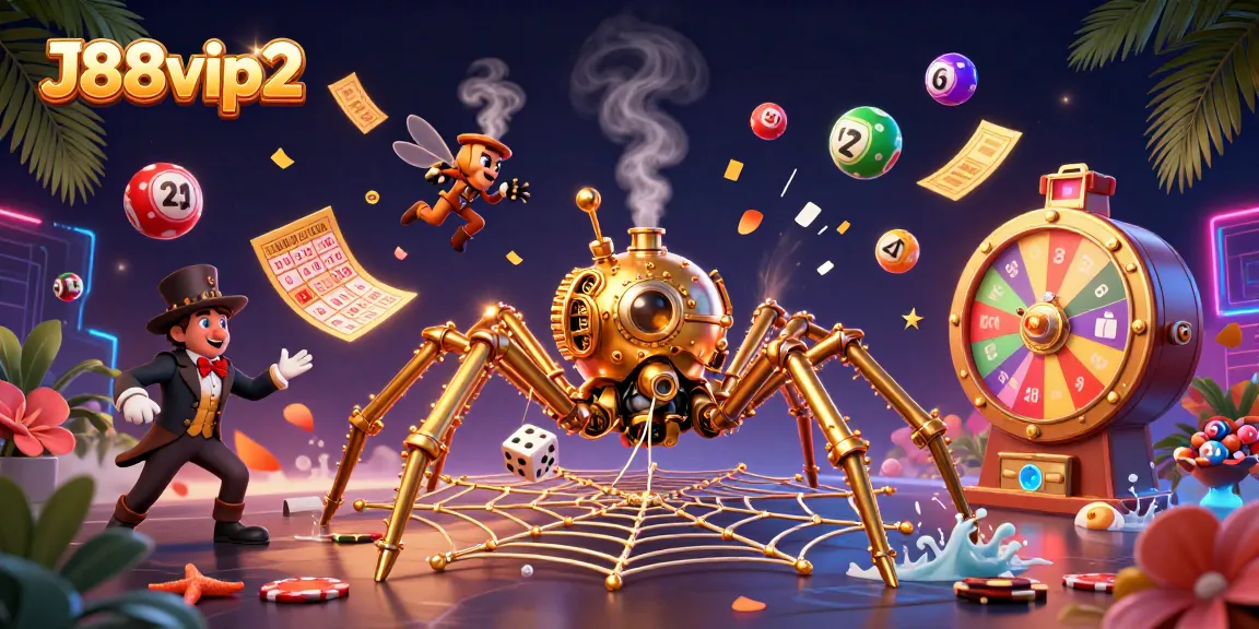 Engage in the thrill of J88vip2 with a vivid steampunk casino scene full of dynamic elements.